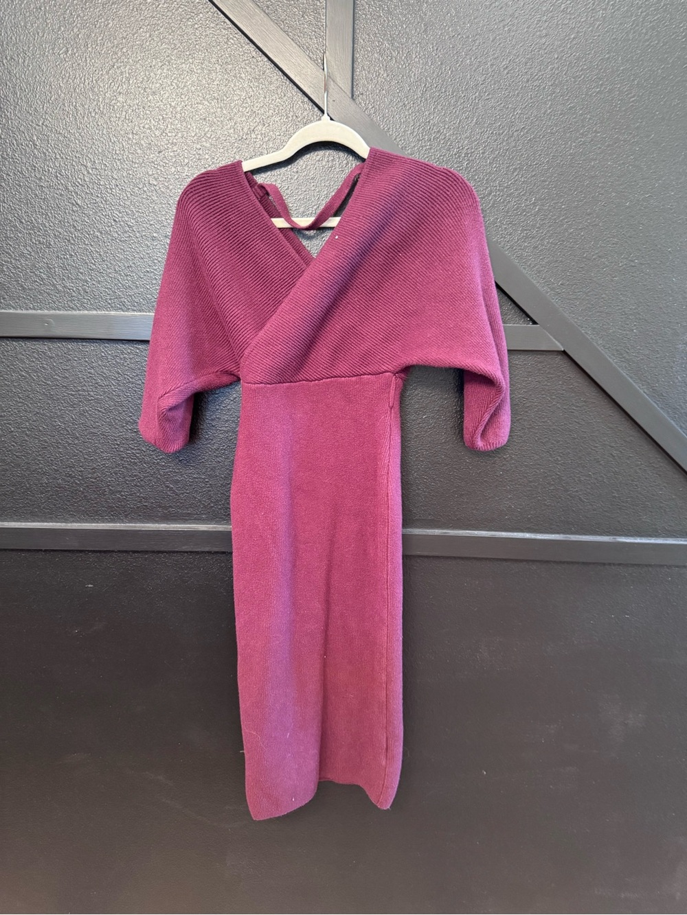 Women’s Wrap-Style Midi Dress in Plum